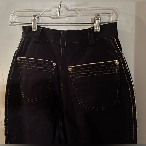 New Versus Versace Black Stretch Jeans Gold Piping size 28/42 Small made Italy - Picture 4 of 16